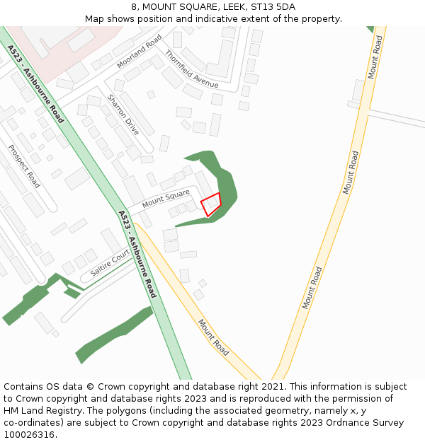 8, MOUNT SQUARE, LEEK, ST13 5DA: Location map and indicative extent of plot