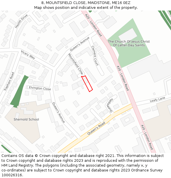 8, MOUNTSFIELD CLOSE, MAIDSTONE, ME16 0EZ: Location map and indicative extent of plot