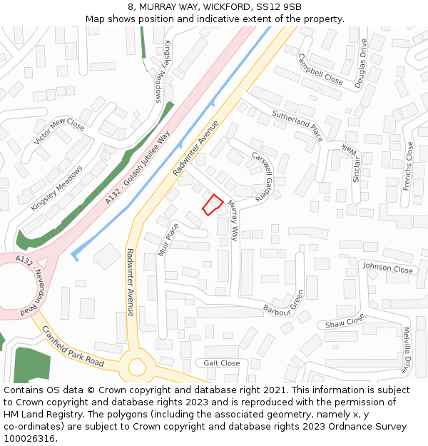 8, MURRAY WAY, WICKFORD, SS12 9SB: Location map and indicative extent of plot