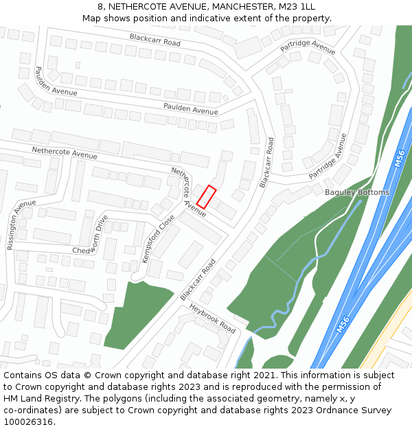 8, NETHERCOTE AVENUE, MANCHESTER, M23 1LL: Location map and indicative extent of plot