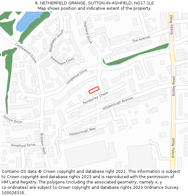 8, NETHERFIELD GRANGE, SUTTON-IN-ASHFIELD, NG17 1LE: Location map and indicative extent of plot