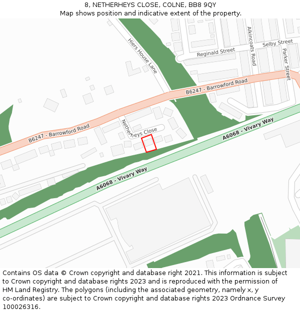 8, NETHERHEYS CLOSE, COLNE, BB8 9QY: Location map and indicative extent of plot