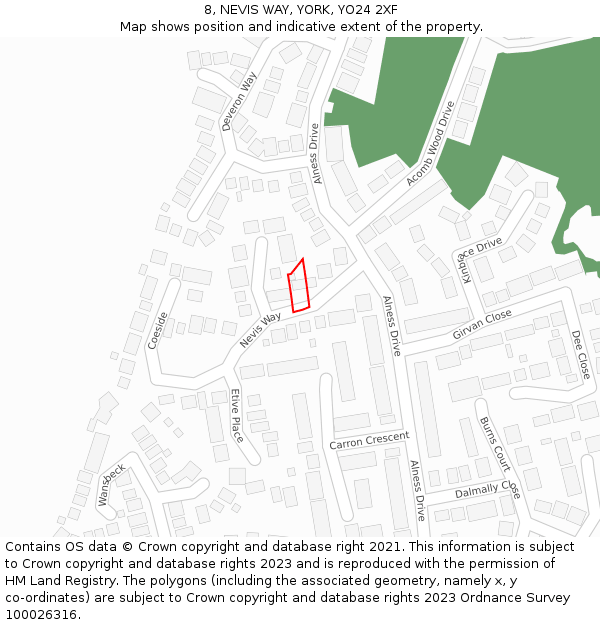 8, NEVIS WAY, YORK, YO24 2XF: Location map and indicative extent of plot