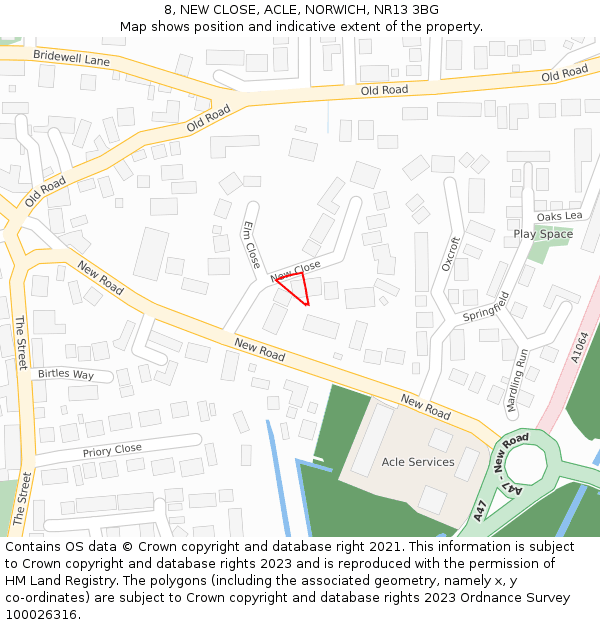 8, NEW CLOSE, ACLE, NORWICH, NR13 3BG: Location map and indicative extent of plot