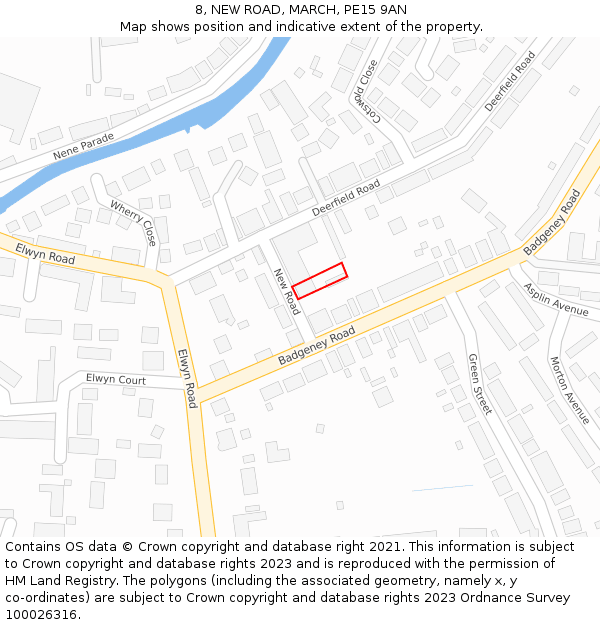 8, NEW ROAD, MARCH, PE15 9AN: Location map and indicative extent of plot