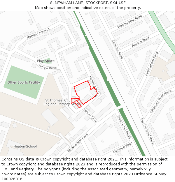 8, NEWHAM LANE, STOCKPORT, SK4 4SE: Location map and indicative extent of plot
