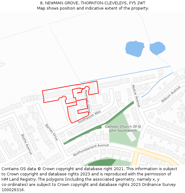 8, NEWMAN GROVE, THORNTON-CLEVELEYS, FY5 2WT: Location map and indicative extent of plot