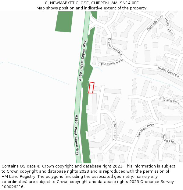 8, NEWMARKET CLOSE, CHIPPENHAM, SN14 0FE: Location map and indicative extent of plot