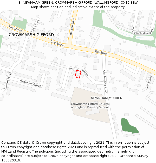 8, NEWNHAM GREEN, CROWMARSH GIFFORD, WALLINGFORD, OX10 8EW: Location map and indicative extent of plot