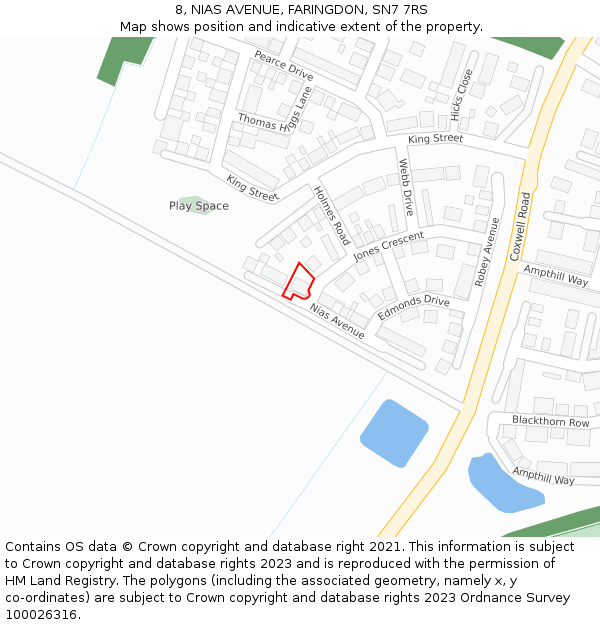 8, NIAS AVENUE, FARINGDON, SN7 7RS: Location map and indicative extent of plot
