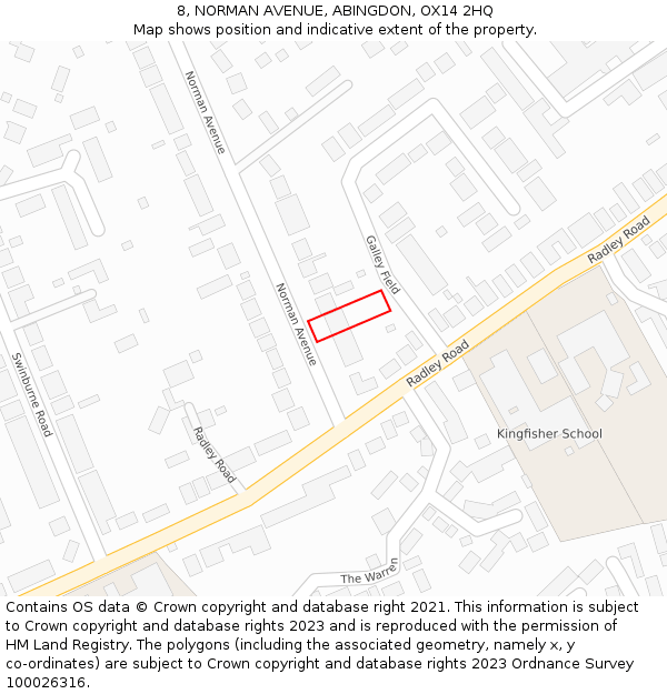 8, NORMAN AVENUE, ABINGDON, OX14 2HQ: Location map and indicative extent of plot
