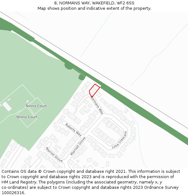 8, NORMANS WAY, WAKEFIELD, WF2 6SS: Location map and indicative extent of plot