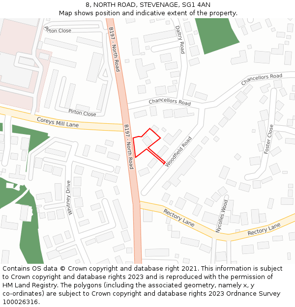 8, NORTH ROAD, STEVENAGE, SG1 4AN: Location map and indicative extent of plot