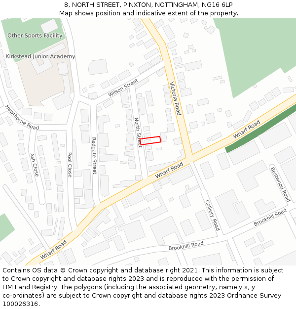 8, NORTH STREET, PINXTON, NOTTINGHAM, NG16 6LP: Location map and indicative extent of plot