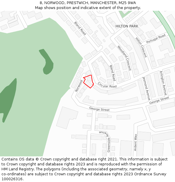 8, NORWOOD, PRESTWICH, MANCHESTER, M25 9WA: Location map and indicative extent of plot