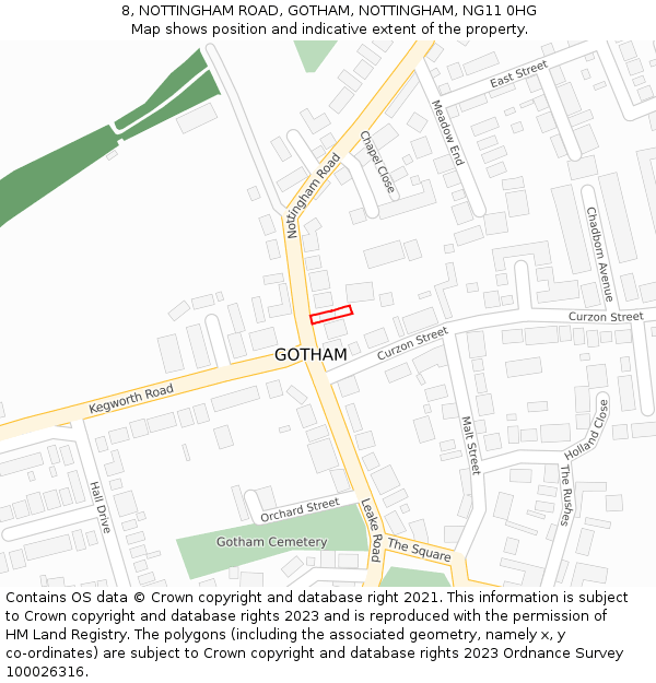 8, NOTTINGHAM ROAD, GOTHAM, NOTTINGHAM, NG11 0HG: Location map and indicative extent of plot