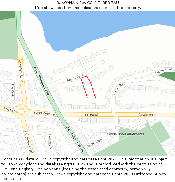 8, NOYNA VIEW, COLNE, BB8 7AU: Location map and indicative extent of plot