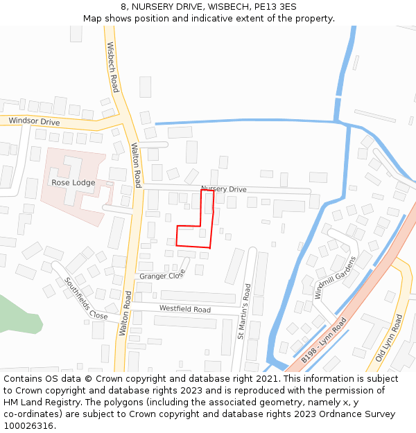 8, NURSERY DRIVE, WISBECH, PE13 3ES: Location map and indicative extent of plot