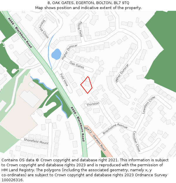 8, OAK GATES, EGERTON, BOLTON, BL7 9TQ: Location map and indicative extent of plot