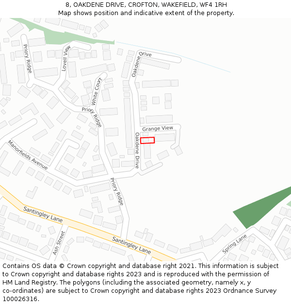 8, OAKDENE DRIVE, CROFTON, WAKEFIELD, WF4 1RH: Location map and indicative extent of plot