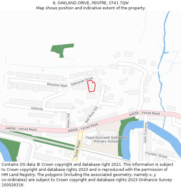 8, OAKLAND DRIVE, PENTRE, CF41 7QW: Location map and indicative extent of plot