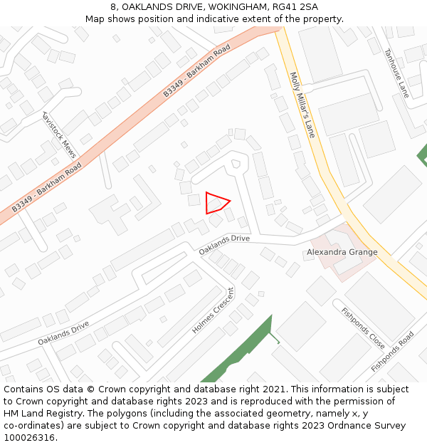 8, OAKLANDS DRIVE, WOKINGHAM, RG41 2SA: Location map and indicative extent of plot
