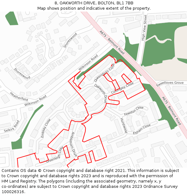 8, OAKWORTH DRIVE, BOLTON, BL1 7BB: Location map and indicative extent of plot