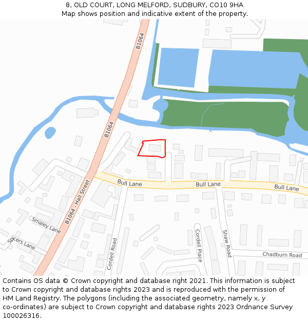 8, OLD COURT, LONG MELFORD, SUDBURY, CO10 9HA: Location map and indicative extent of plot