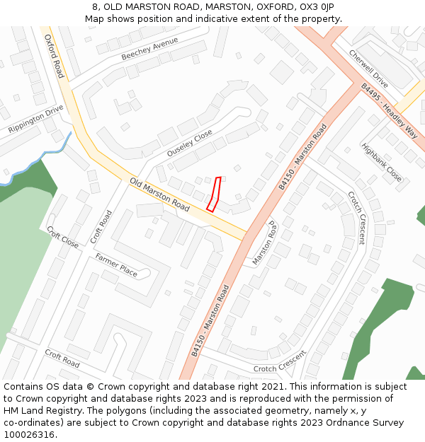 8, OLD MARSTON ROAD, MARSTON, OXFORD, OX3 0JP: Location map and indicative extent of plot