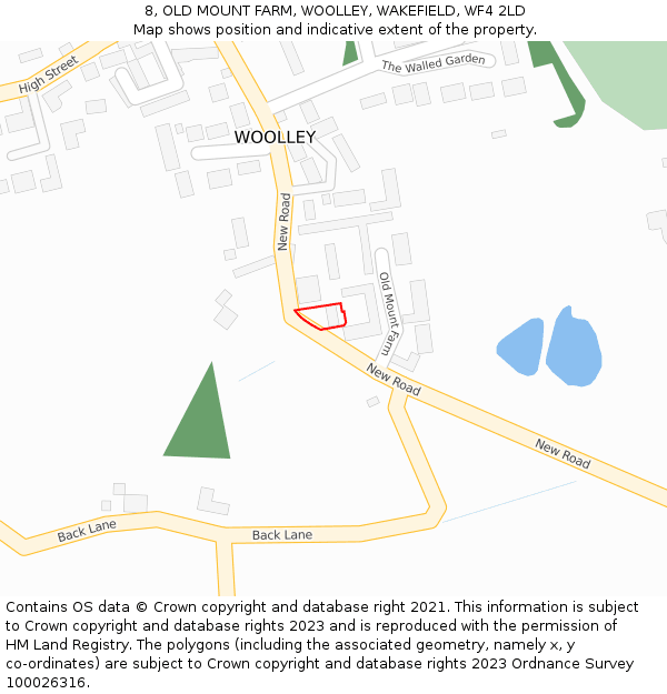 8, OLD MOUNT FARM, WOOLLEY, WAKEFIELD, WF4 2LD: Location map and indicative extent of plot