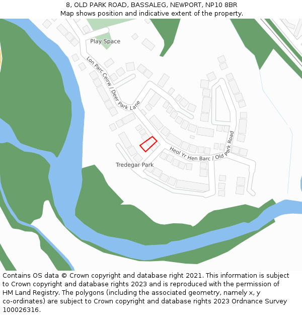 8, OLD PARK ROAD, BASSALEG, NEWPORT, NP10 8BR: Location map and indicative extent of plot