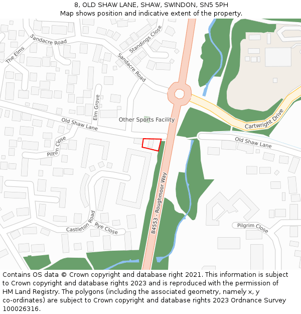 8, OLD SHAW LANE, SHAW, SWINDON, SN5 5PH: Location map and indicative extent of plot