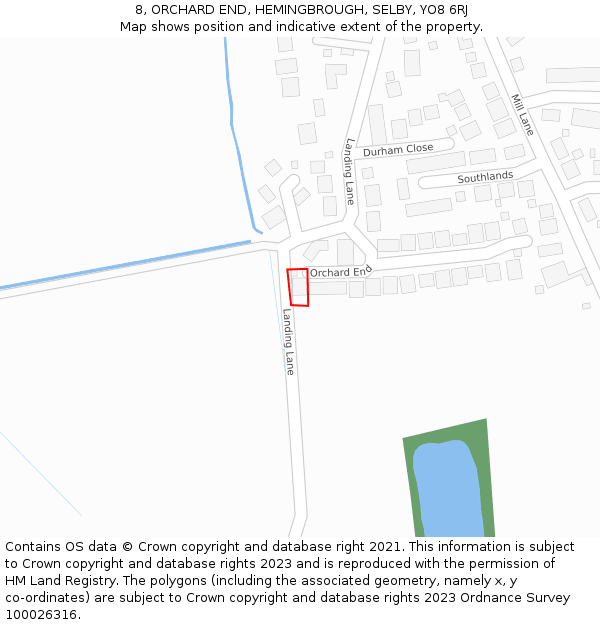 8, ORCHARD END, HEMINGBROUGH, SELBY, YO8 6RJ: Location map and indicative extent of plot