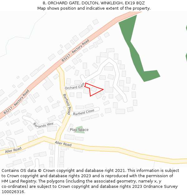 8, ORCHARD GATE, DOLTON, WINKLEIGH, EX19 8QZ: Location map and indicative extent of plot