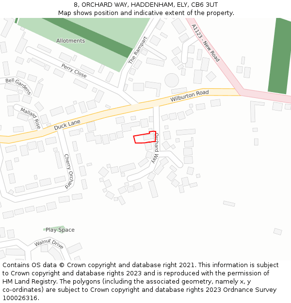 8, ORCHARD WAY, HADDENHAM, ELY, CB6 3UT: Location map and indicative extent of plot