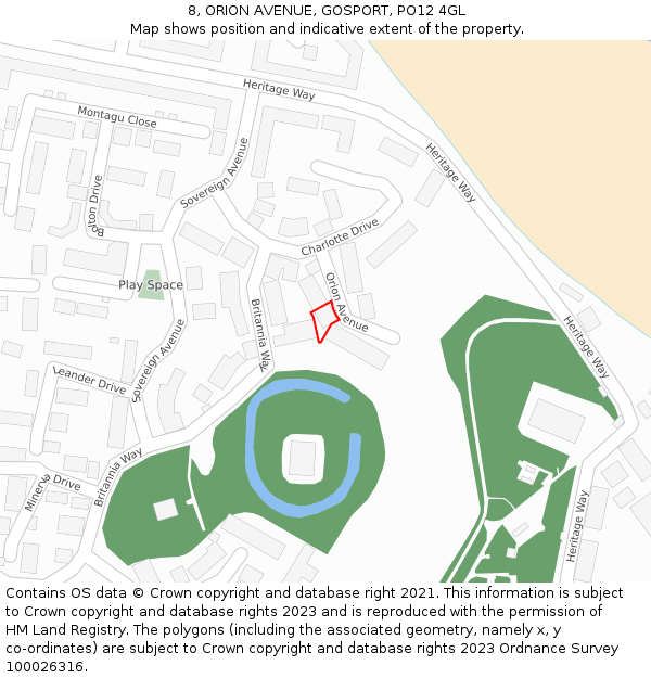 8, ORION AVENUE, GOSPORT, PO12 4GL: Location map and indicative extent of plot