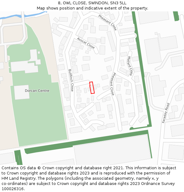 8, OWL CLOSE, SWINDON, SN3 5LL: Location map and indicative extent of plot