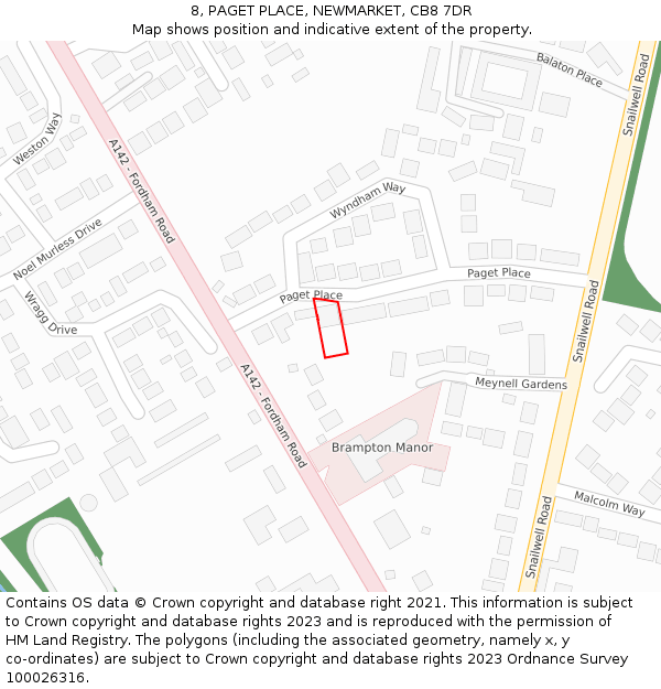 8, PAGET PLACE, NEWMARKET, CB8 7DR: Location map and indicative extent of plot