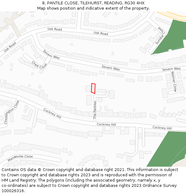 8, PANTILE CLOSE, TILEHURST, READING, RG30 4HX: Location map and indicative extent of plot
