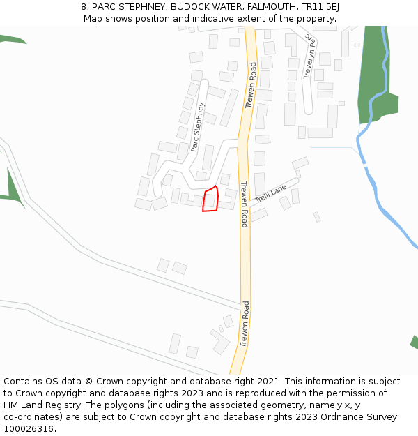 8, PARC STEPHNEY, BUDOCK WATER, FALMOUTH, TR11 5EJ: Location map and indicative extent of plot