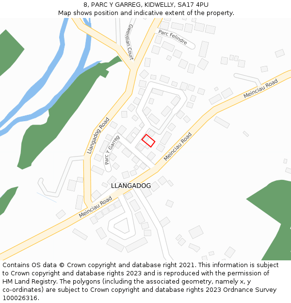 8, PARC Y GARREG, KIDWELLY, SA17 4PU: Location map and indicative extent of plot