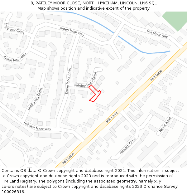 8, PATELEY MOOR CLOSE, NORTH HYKEHAM, LINCOLN, LN6 9QL: Location map and indicative extent of plot