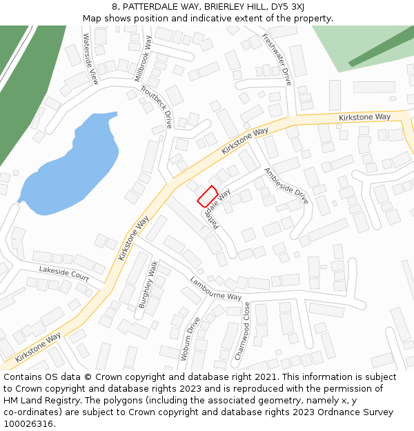 8, PATTERDALE WAY, BRIERLEY HILL, DY5 3XJ: Location map and indicative extent of plot