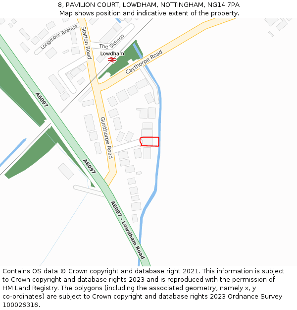 8, PAVILION COURT, LOWDHAM, NOTTINGHAM, NG14 7PA: Location map and indicative extent of plot