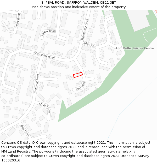 8, PEAL ROAD, SAFFRON WALDEN, CB11 3ET: Location map and indicative extent of plot