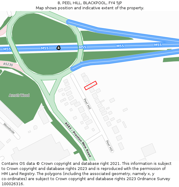 8, PEEL HILL, BLACKPOOL, FY4 5JP: Location map and indicative extent of plot