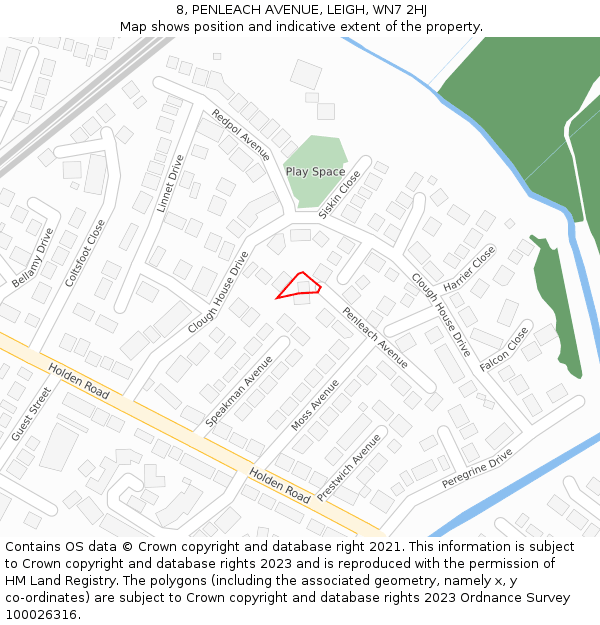8, PENLEACH AVENUE, LEIGH, WN7 2HJ: Location map and indicative extent of plot