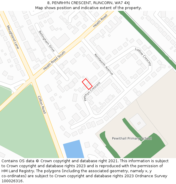 8, PENRHYN CRESCENT, RUNCORN, WA7 4XJ: Location map and indicative extent of plot