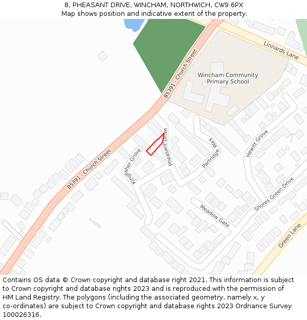 8, PHEASANT DRIVE, WINCHAM, NORTHWICH, CW9 6PX: Location map and indicative extent of plot