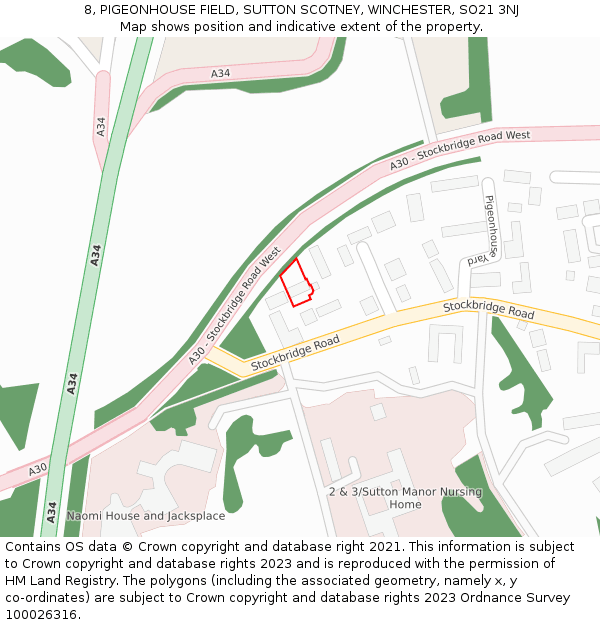 8, PIGEONHOUSE FIELD, SUTTON SCOTNEY, WINCHESTER, SO21 3NJ: Location map and indicative extent of plot